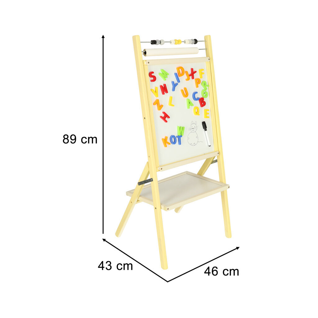 Divpusējs zīmēšanas dēlis bērniem 46x43x89 cm cena un informācija | Modelēšanas un zīmēšanas piederumi | 220.lv