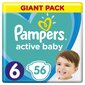 Autiņbiksītes Pampers Active baby, 6. izmērs, 13-18 kg, 56 gab. cena un informācija | Autiņbiksītes | 220.lv