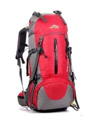 Большой туристический рюкзак с чехлом от дождя 50 л, красный цена и информация | Туристические, походные рюкзаки | 220.lv