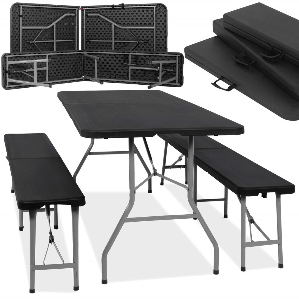 Saliekams galds ar 2 soliem Springos GF0098, 180 x 74 x 74 cm cena un informācija | Dārza galdi | 220.lv