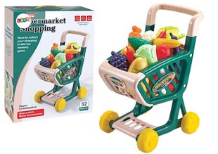 Детская тележка для покупок с овощами, зеленая цена и информация | Игрушки для девочек | 220.lv