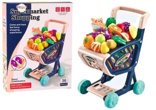 Bērnu iepirkumu ratiņi ar dārzeņiem Lean Toys, zili cena un informācija | Rotaļlietas meitenēm | 220.lv