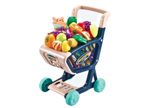 Детская тележка для покупок с овощами, голубая цена и информация | Игрушки для девочек | 220.lv