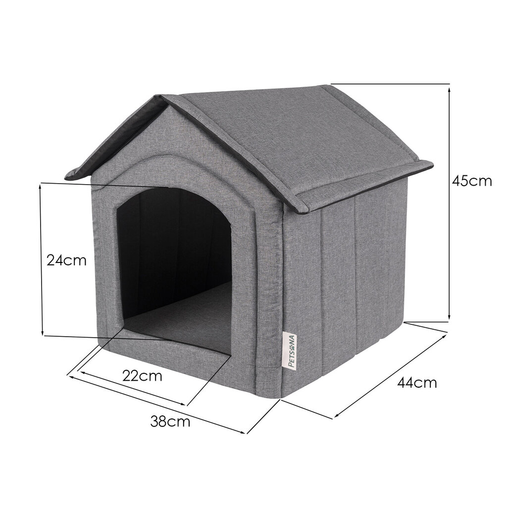 Suņu būda māja Petsona, M, pelēka cena un informācija | Suņu gultas, spilveni, būdas | 220.lv
