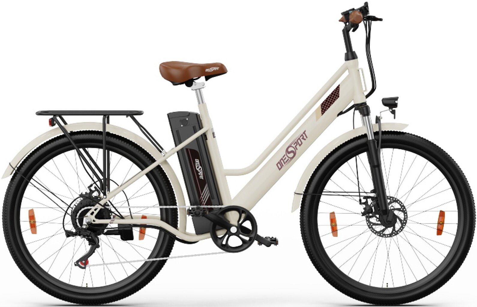 Elektriskais velosipēds OneSport OT18, 26", bēšs, 250W, 14.4Ah цена и информация | Elektrovelosipēdi | 220.lv