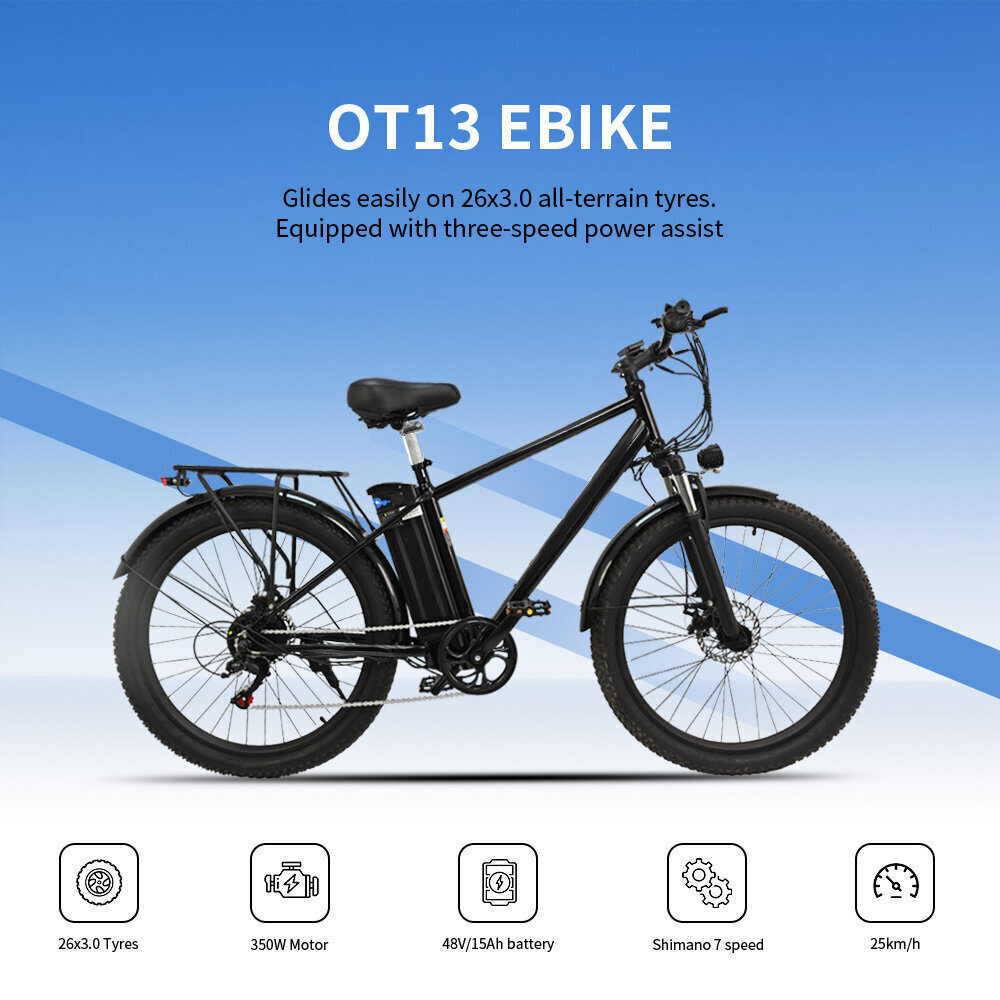 Elektriskais velosipēds OneSport OT13, 26", melns, 350W, 15Ah цена и информация | Elektrovelosipēdi | 220.lv