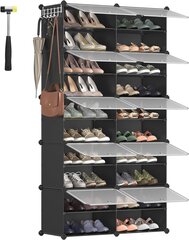 Полка для обуви с 10 отделениями Songmics, LPC035B01, 83x156x32см, черная цена и информация | Полки для обуви, банкетки | 220.lv