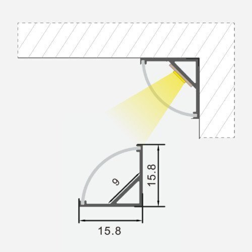 Stūra anodēts alumīnija profils LED lentei, 3m x 15.8mm x 15.8mm, 2 gab. komplekts cena un informācija | LED lentes | 220.lv