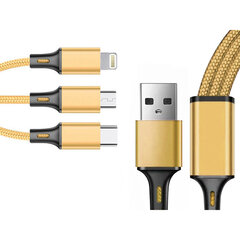 3 in1 usb kabelis tālrunim, Iphone, C tips, mikro USB, 06278_Z Ł cena un informācija | Lādētāji un adapteri | 220.lv