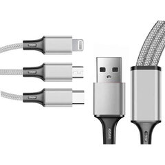 3in1 usb kabelis tālrunim, Iphone, C tips, mikro USB, modelis: 06278_S cena un informācija | Lādētāji un adapteri | 220.lv