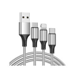 3in1 usb kabelis tālrunim, Iphone, C tips, mikro USB, modelis: 06278_S cena un informācija | Lādētāji un adapteri | 220.lv