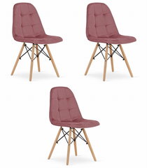 3 krēslu komplekts Oskar Dumo, rozā krāsā cena un informācija | Virtuves un ēdamistabas krēsli | 220.lv