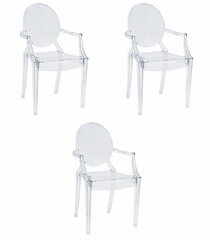3 krēslu komplekts Oskar Busan, caurspīdīgs cena un informācija | Virtuves un ēdamistabas krēsli | 220.lv