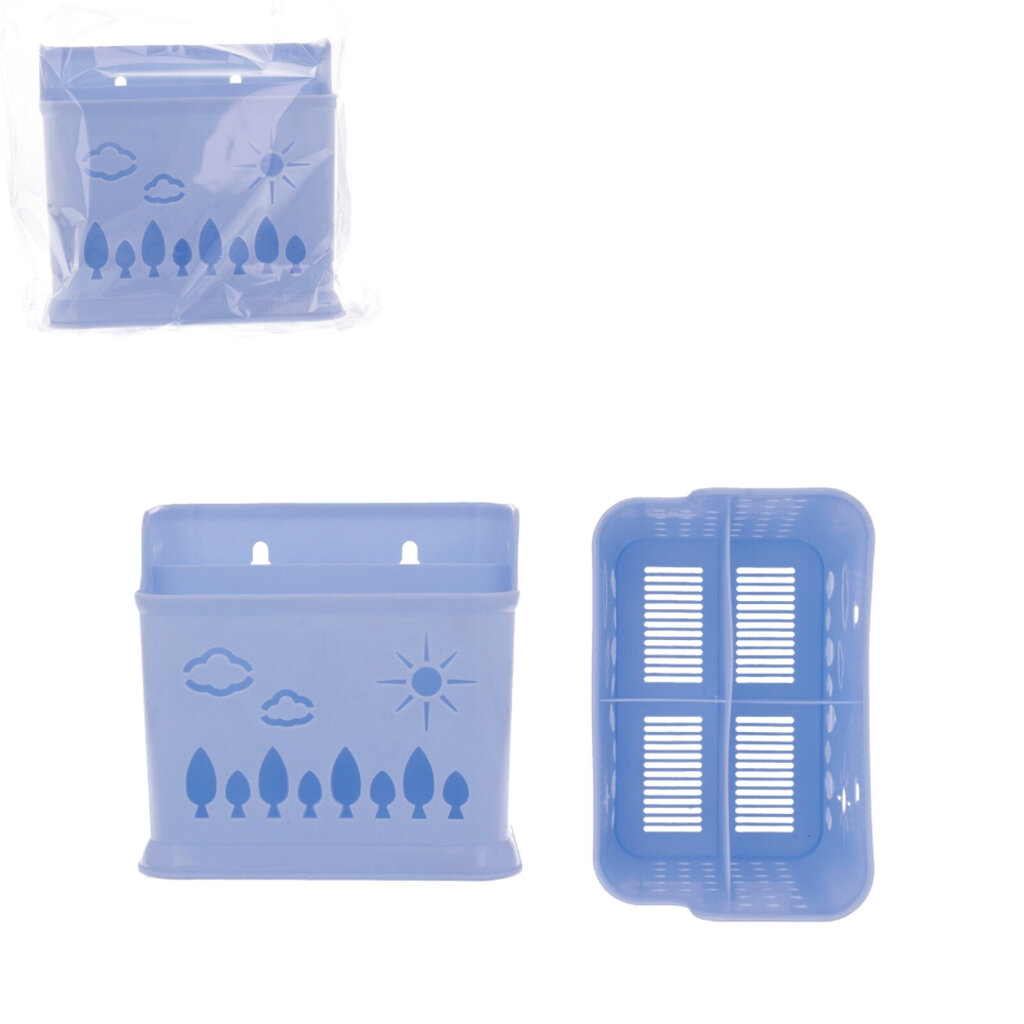 Plastmasas konteiners ar 4 nodalījumiem, zils cena un informācija | Veļas grozi un mantu uzglabāšanas kastes | 220.lv