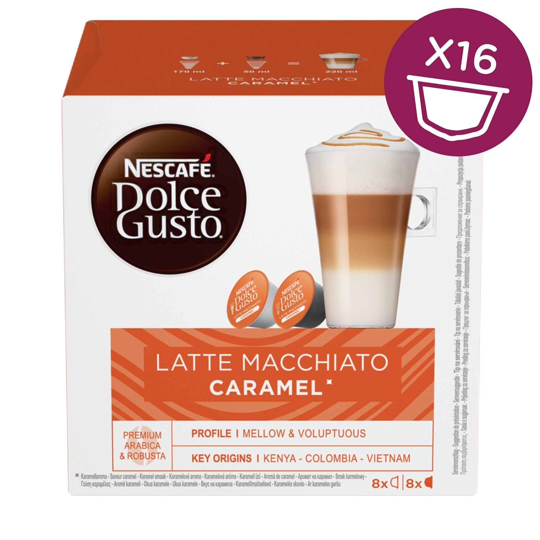 Кофейные капсулы Nescafe Dolce Gusto Latte Macchiato Caramel, 16 шт., 168,8  г цена | 220.lv