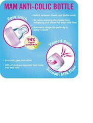 Pudelīte Mam Easy Start Anti-Colic, pink/rozā, 2+ mēn, 260 ml cena un informācija | Bērnu pudelītes un to aksesuāri | 220.lv