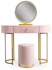 Kosmētikas galdiņš ar LED spoguli Glamour, rozā cena un informācija | Kosmētikas galdiņi | 220.lv