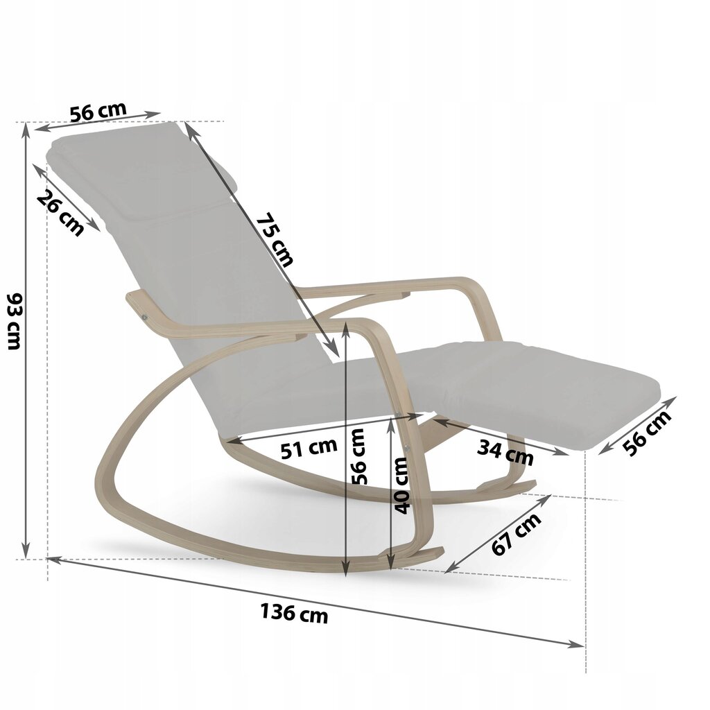 Šūpuļkrēsls, gaiši pelēks cena un informācija | Atpūtas krēsli | 220.lv