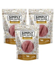 Simply From Nature Meat Strips с говядиной и черным тмином, 3х80 г цена и информация | Лакомства для собак | 220.lv