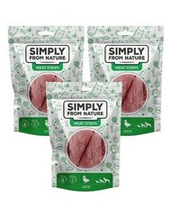 Simply From Nature Meat Strips ar pīli, 3x80 g cena un informācija | Gardumi suņiem | 220.lv