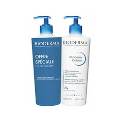 Ķermeņa krēmu komplekts Bioderma Atoderm Crème Ultra Ultra-Nourishing Moisturising Cream, 2x500 ml cena un informācija | Ķermeņa krēmi, losjoni | 220.lv