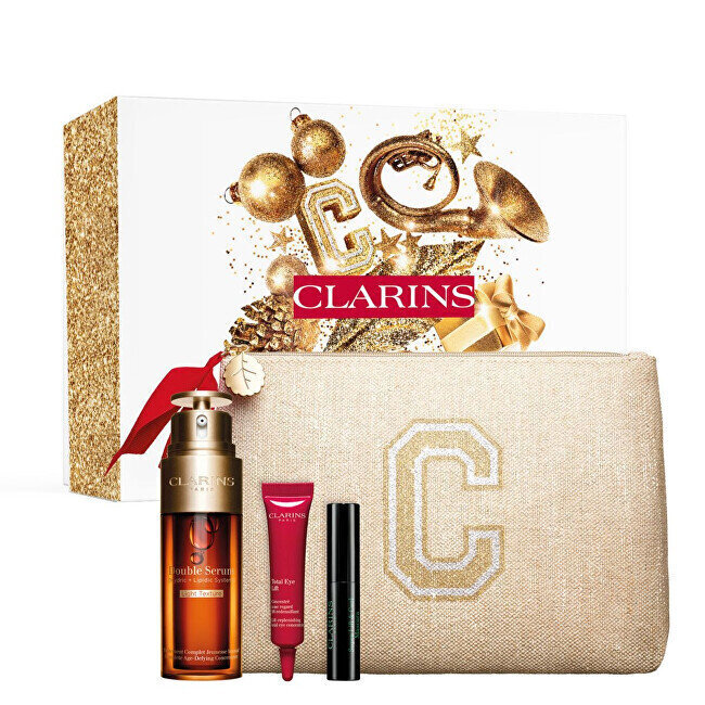 Komplekts Clarins Double Serum Light: serums, 50 ml + acu krēms, 7 ml + skropstu tuša, 3 ml + kosmētikas soma cena un informācija | Sejas krēmi | 220.lv