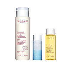 Komplekts Clarins Moisturizing Cleansing: attīrošs pieniņš, 200 ml + mitrinošs toniks, 50 ml + acu kosmētikas noņēmējs, 30 ml cena un informācija | Sejas ādas kopšana | 220.lv