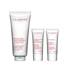 Komplekts ķermeņa ādas kopšanai Clarins: mitrinošs losjons, 200 ml + skrubis, 30 ml + nostiprinošs gels, 30 ml cena un informācija | Ķermeņa krēmi, losjoni | 220.lv