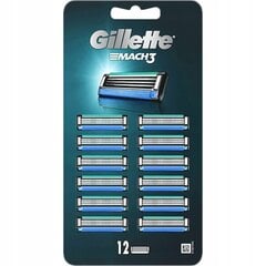 Сменные кассеты Gillette Mach 3, 12 шт. цена и информация | Косметика и средства для бритья | 220.lv