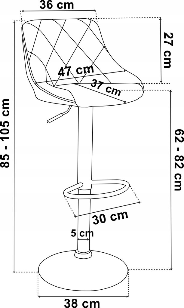 Bāra krēsls Cydro, 105 cm, pelēks cena un informācija | Virtuves un ēdamistabas krēsli | 220.lv