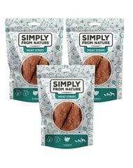 Simply From Nature Meat Strips ar tītaru, 3x80 g cena un informācija | Gardumi suņiem | 220.lv