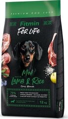 Fitmin For Life mazu šķirņu pieaugušiem suņiem, ar jēru un rīsiem, 12 kg cena un informācija | Sausā barība suņiem | 220.lv
