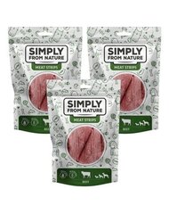 Simply From Nature Meat Strips ar liellopu gaļu, 3x80 g cena un informācija | Gardumi suņiem | 220.lv