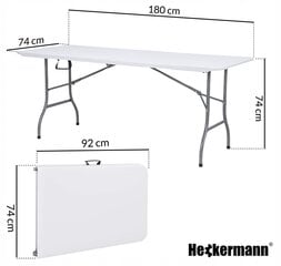 Saliekamais galds Heckermann, 180x74x74 cm, balts cena un informācija | Dārza galdi | 220.lv