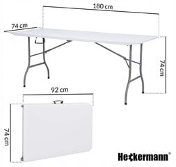 Стол складной Heckermann, 180x74x74 см, белый цена и информация | Столы для сада | 220.lv