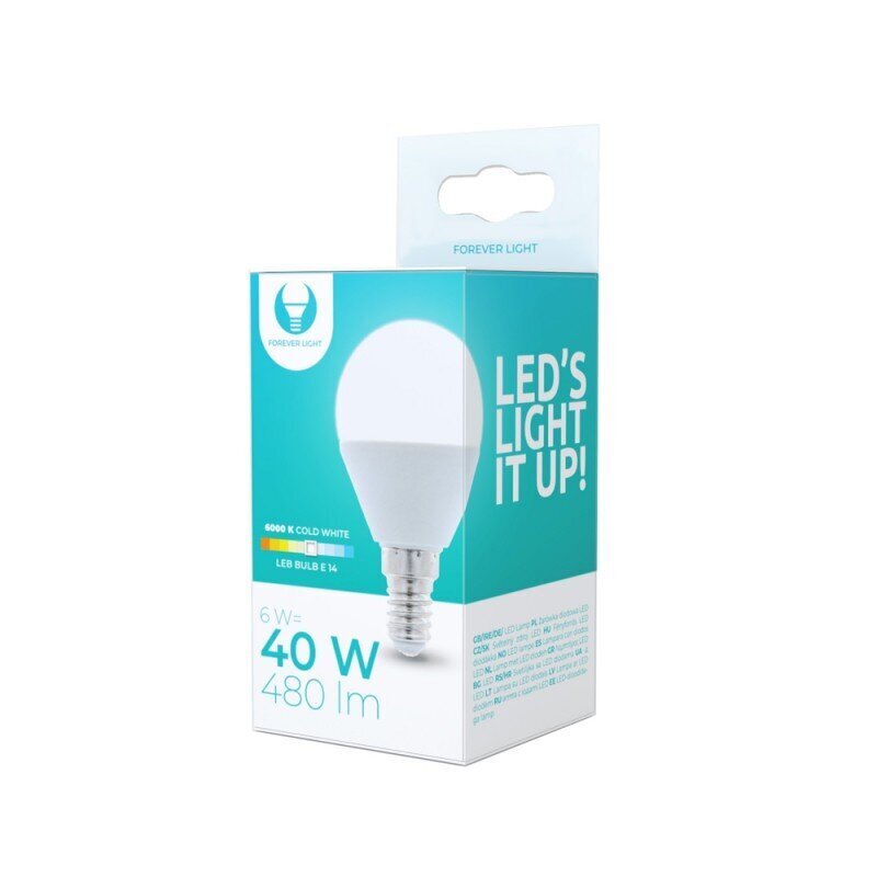 Forever Light LED spuldze E14 G45 6W 6000K 5900495839862 cena un informācija | Spuldzes | 220.lv