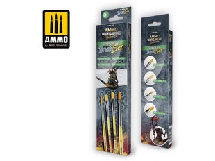 Набор кистей AMMO MIG - Wargaming Universe – Dry Brush Land Brush Set , 7620 цена и информация | Инструменты для покраски | 220.lv