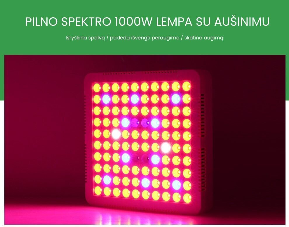 1000 W pilna spektra panelis ar dzesēšanu *EU* cena un informācija | Spuldzes | 220.lv