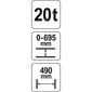 Hidrauliskā prese 20 t, 0-695 mm Yato (YT-55581) cena un informācija | Rokas instrumenti | 220.lv