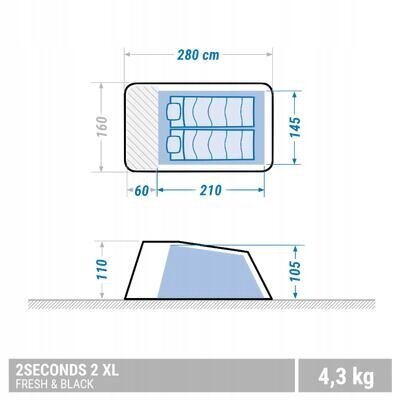 Quechua 2 Seconds Fresh telts, XL izmērs cena un informācija | Teltis | 220.lv