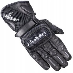 Мужские кожаные мотоперчатки черные HUSAR BLACK PRO цена и информация | Мото перчатки, защита | 220.lv