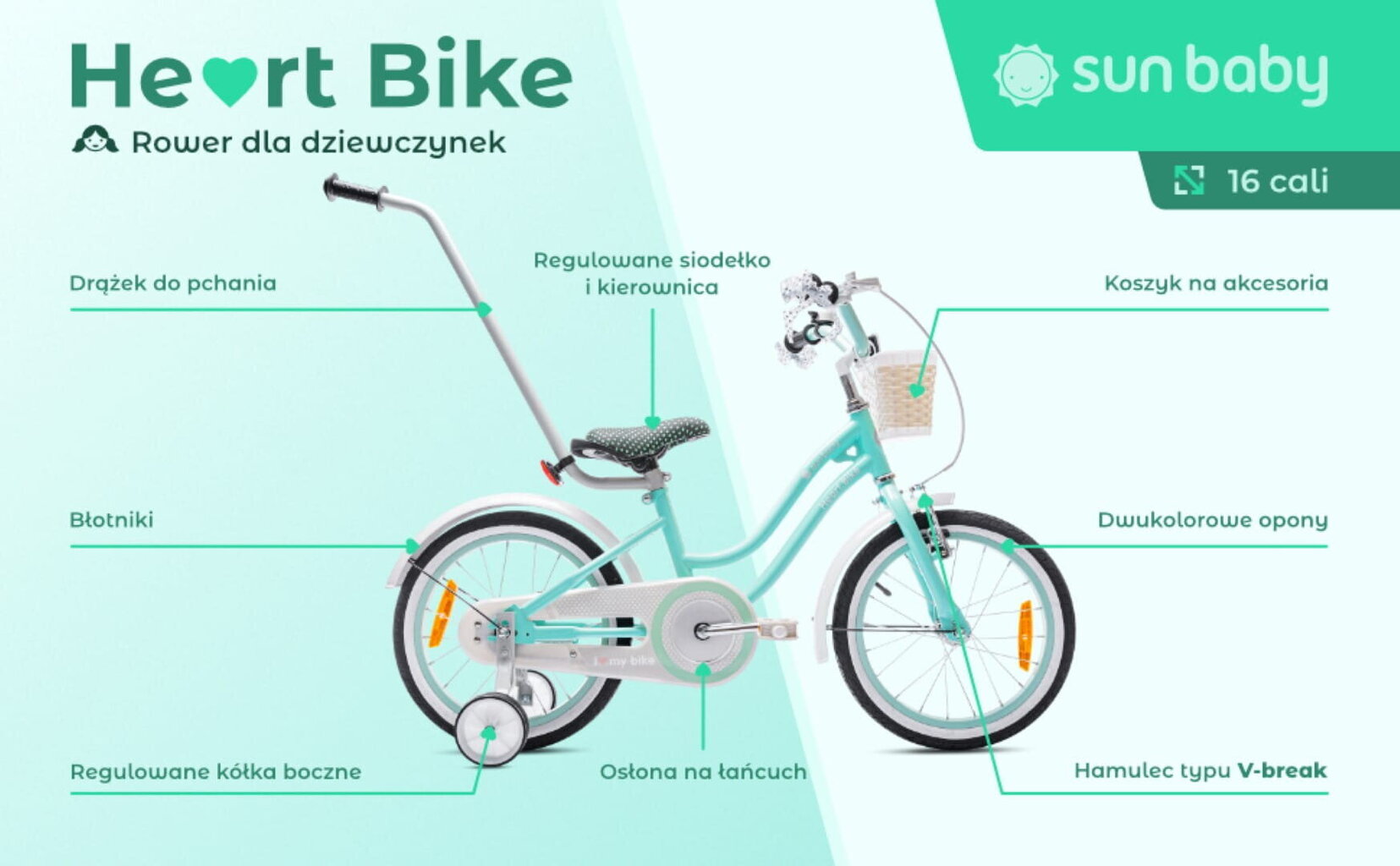 Velosipēds bērniem Heart Bike, 16", zils cena un informācija | Velosipēdi | 220.lv