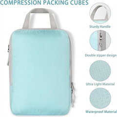 Čemodāna organizators Compression Packing Cubes, 3 gab., zils cena un informācija | Koferi, ceļojumu somas | 220.lv