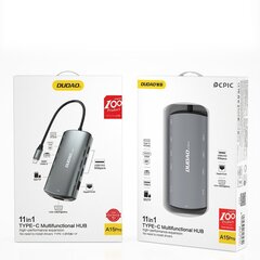 Адаптер HUB, 11in1, Dudao, USB-C HDMI 3.5 мм., мини-слот USB кардридер, SD micro SD VGA RJ45, серый цена и информация | Адаптеры и USB разветвители | 220.lv