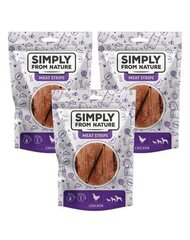 Simply From Nature Meat Strips ar vistas gaļu, 3x80 g cena un informācija | Gardumi suņiem | 220.lv