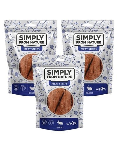 Simply From Nature Meat Strips ar trusi, 3x80 g cena un informācija | Gardumi suņiem | 220.lv