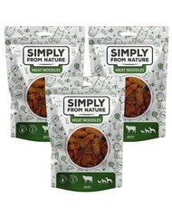 Simply From Nature Meat Noodles ar liellopa gaļu, 3x80 g cena un informācija | Gardumi suņiem | 220.lv