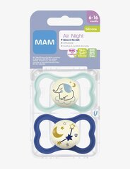 Knupītis Mam Air Night Silicone Blue, 6-16 mēn, 2 gab. цена и информация | Пустышки | 220.lv