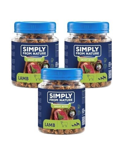 Simply From Nature Smart Bites ar jēru, 3x130 g cena un informācija | Gardumi suņiem | 220.lv