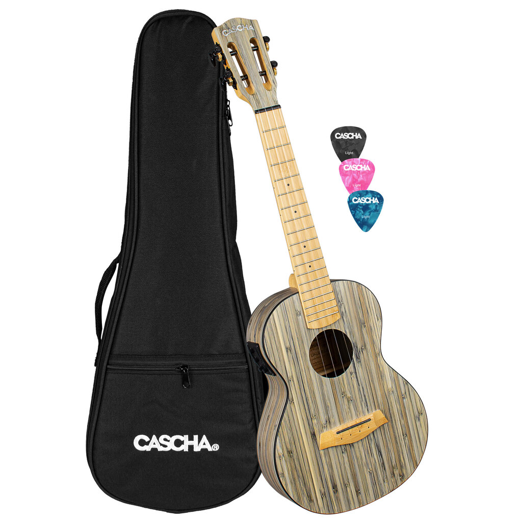 Elektroakustiskā tenora ukulele Cascha Bamboo Graphite HH 2317E цена и информация | Ģitāras | 220.lv